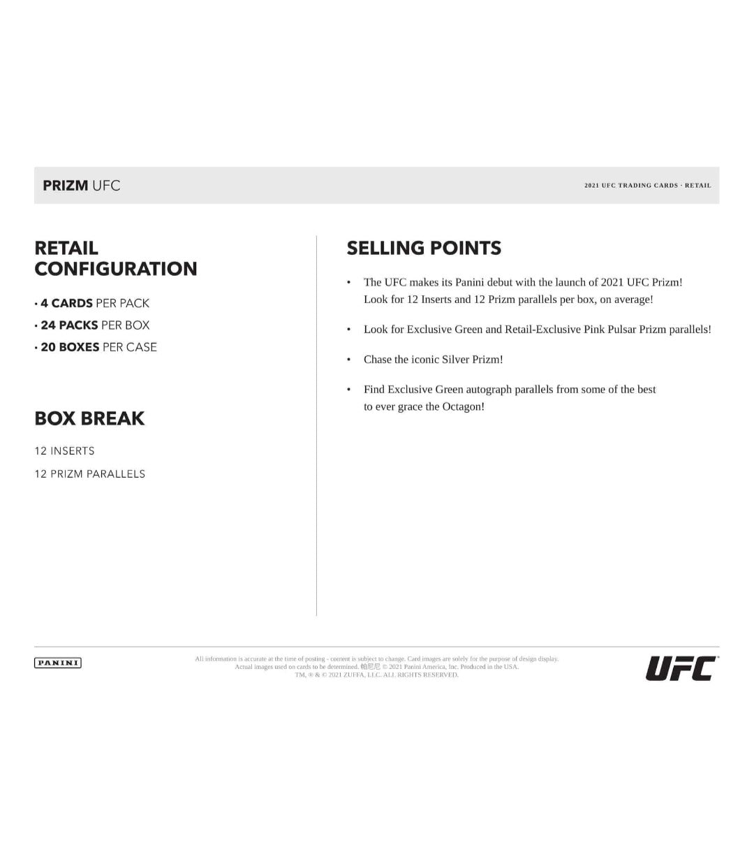 2021 Panini Prizm UFC Retail Pack