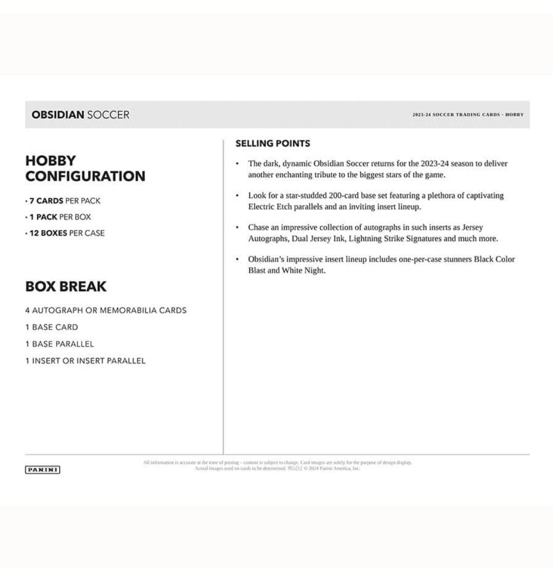 23-24 Panini Obsidian Soccer Hobby Box