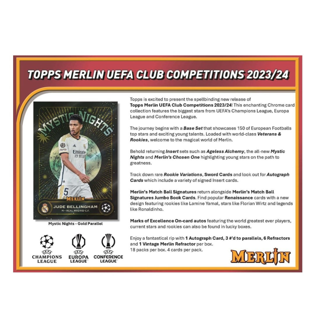 23-24 Topps Merlin UCC Soccer Hobby Box 